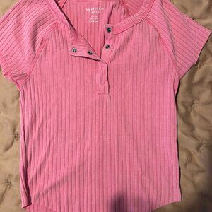 American Eagle Ribbed Button Up Henley